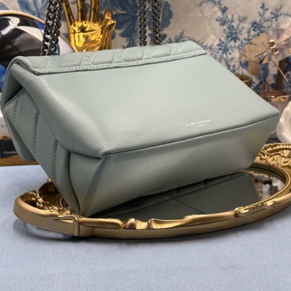 🆕 KURT GEIGER LONDON 🧿 NWT Leather Kensington Shoulder Bag, Pale Blue Grey - Picture 8 of 15